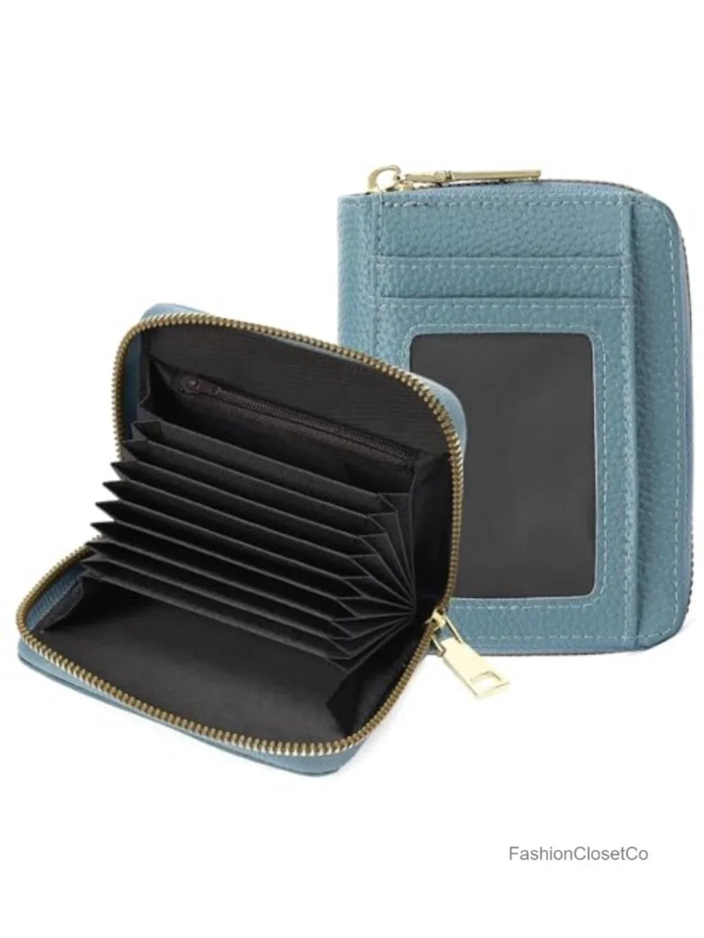 Zip-Around RFID Blocking Vegan Leather Card Holder Wristlet Wallet